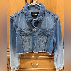 Fashion Nova Blue Studded Cropped Jacket
